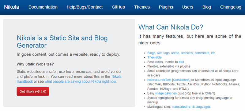 Alternativas a WordPress: Nikola