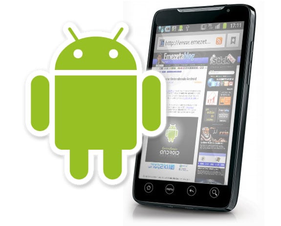 Logotipo de Android con un teléfono basado en Android