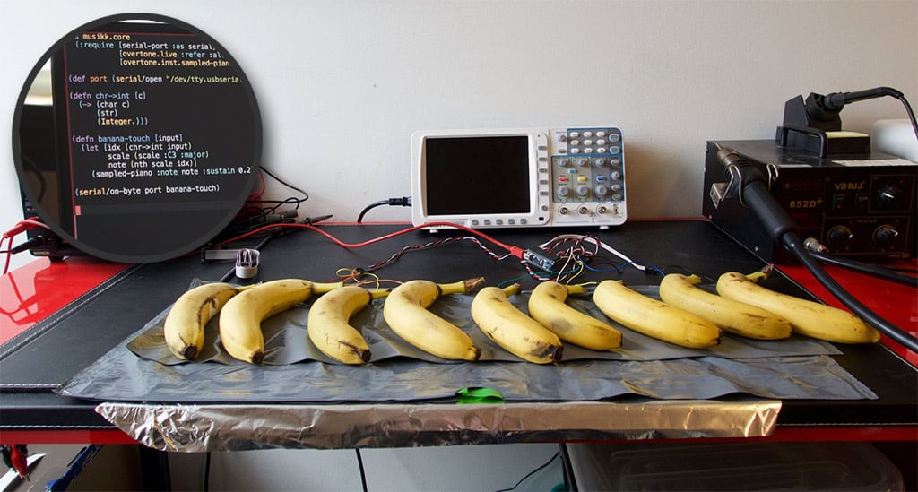 Piano de plátanos tácticles