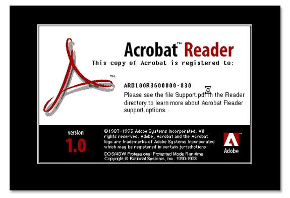 Aplicaciones antiguas: Adobe Acrobat Reader 1.0
