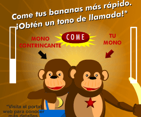 Banner que muestra un mini juego en el que hay que comer mas bananas que el adversario