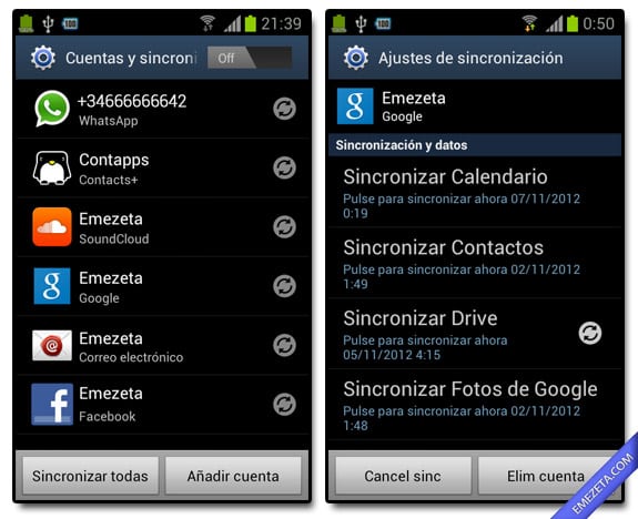 Sincronización de cuentas en Android