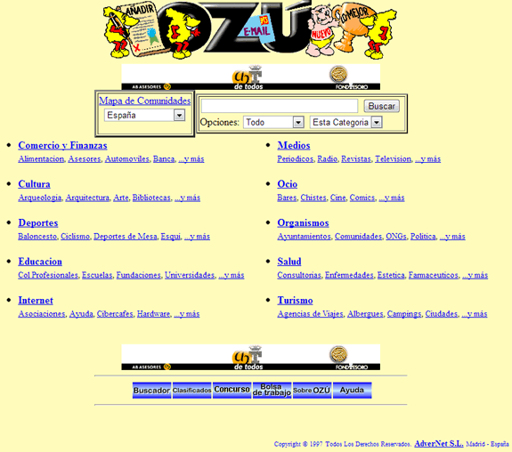 Buscadores de Internet de los 90: Ozu 1997