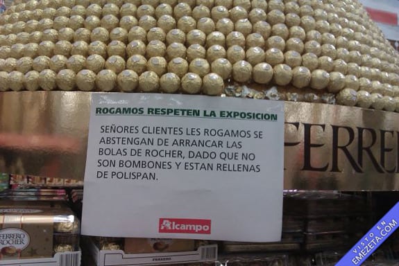 Carteles desconcertantes: No se coman los bombones Ferrero Rocher