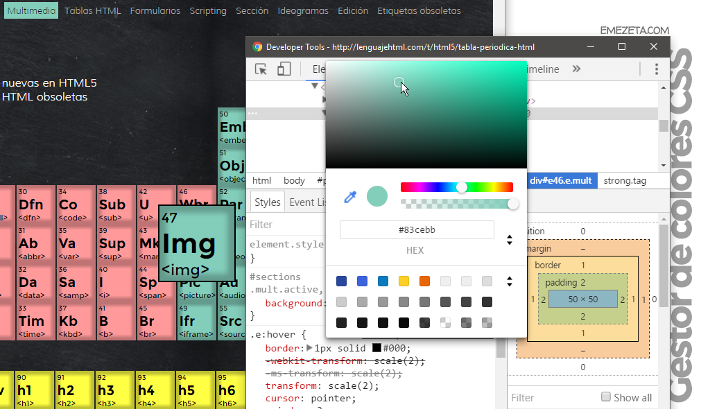 Color Picker de Chrome Dev Tools