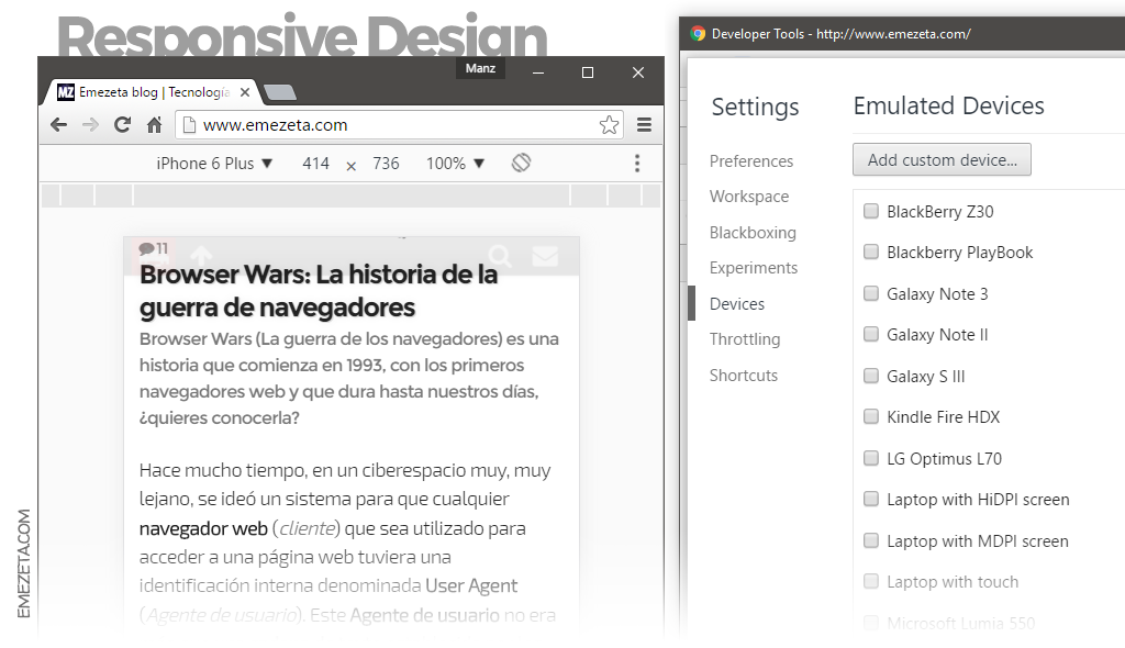 Responsive Web Design en Chrome Dev Tools