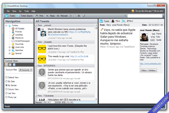 Clientes de escritorio para Twitter: SharedMinds Desktop