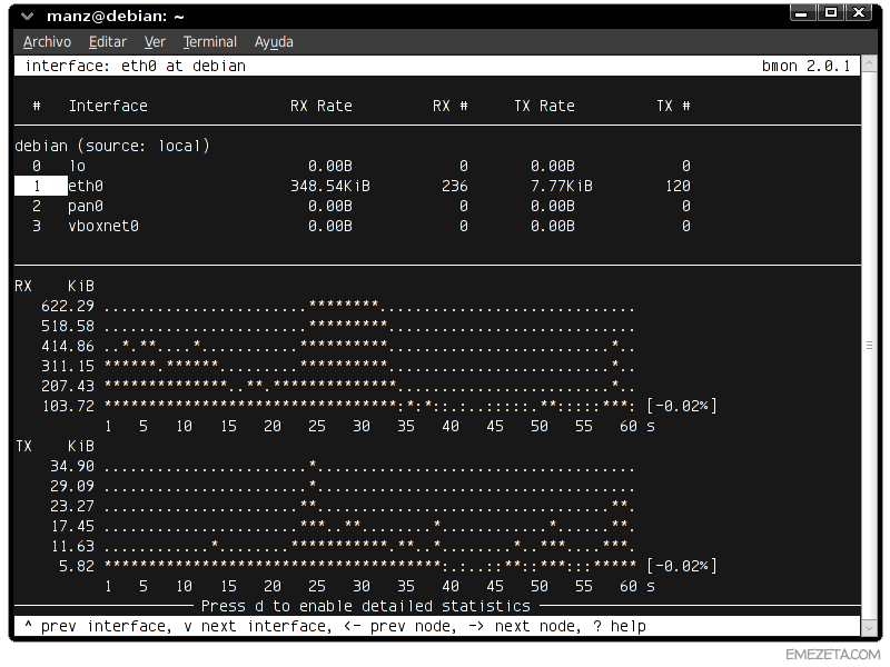 Comandos para GNU/Linux: Bmon (Bandwidth Monitor)