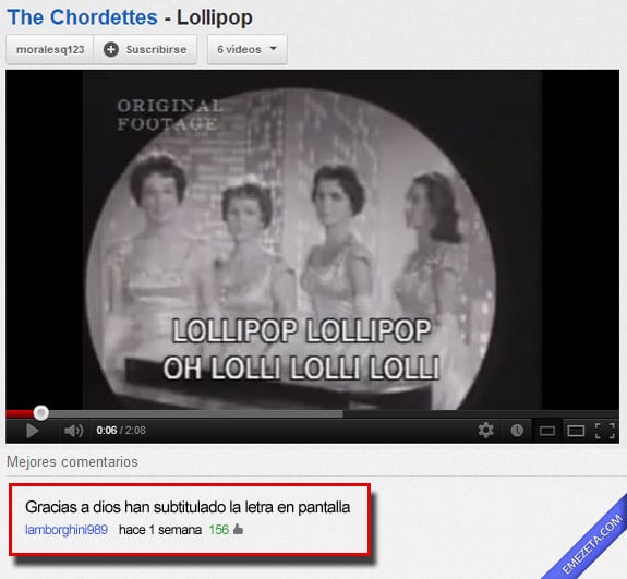 Comentarios de youtube: Lollipop