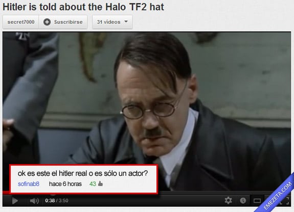 Comentarios de Youtube: Hitler actor