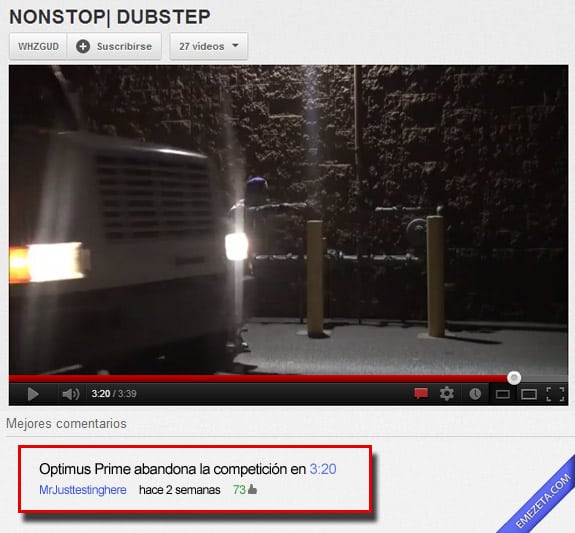 Comentarios de Youtube: Optimus prime abandona