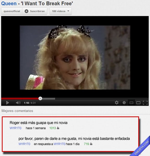 Comentarios de Youtube: Roger queen