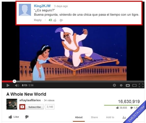 Comentarios de Youtube: Aladdin
