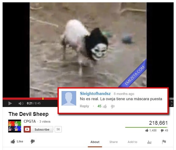 Comentarios de Youtube: Devil sheep