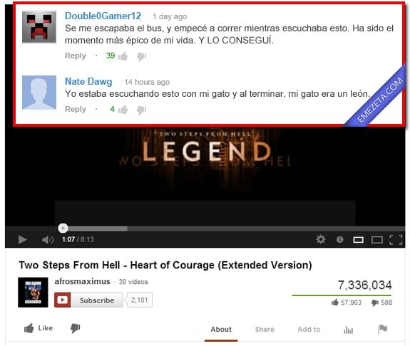 Comentarios de Youtube: Heart of courage