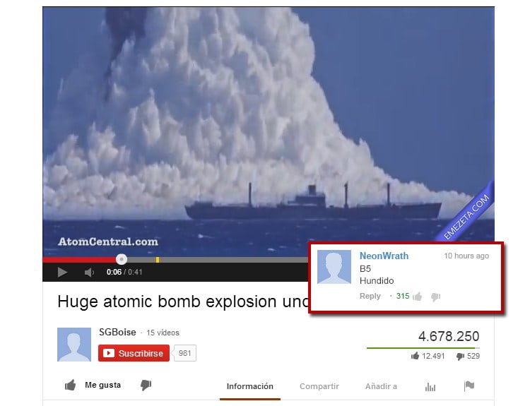 Bomba atómica: B5, ¡Hundido!