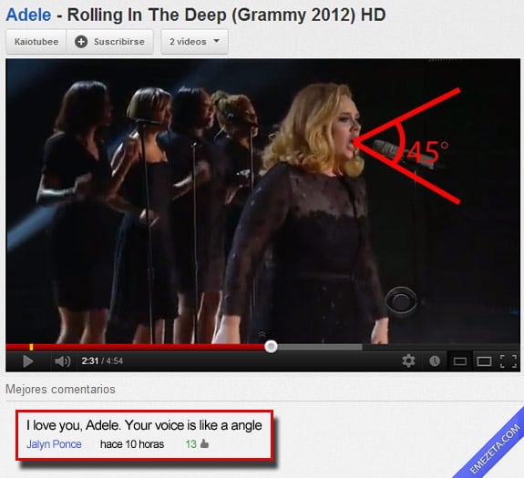 Los mejores comentarios de youtube: Adele angulo