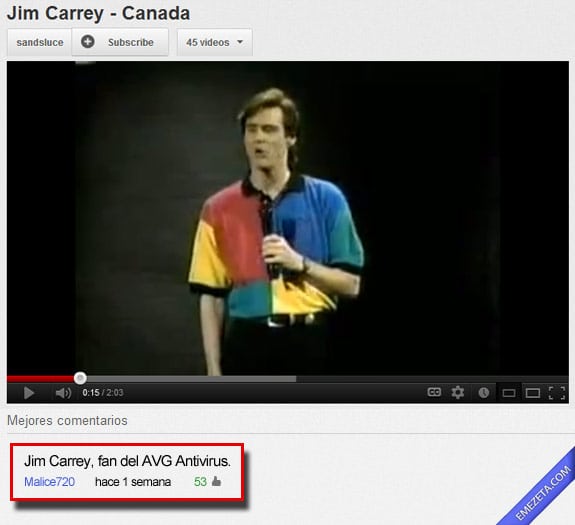Los mejores comentarios de youtube: Jim carrey avg antivirus