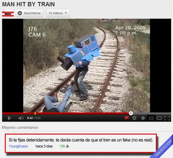 Los mejores comentarios de youtube: Tren fake