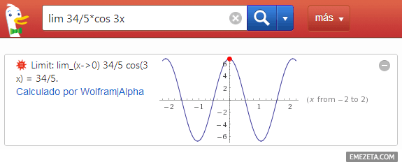 Matemáticas en el buscador Duck Duck Go (utilizando Wolfram Alpha)