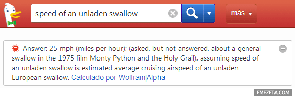 Preguntas de WolframAlpha en Duck Duck Go