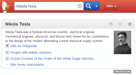 Información de la Wikipedia mediante Duck Duck Go