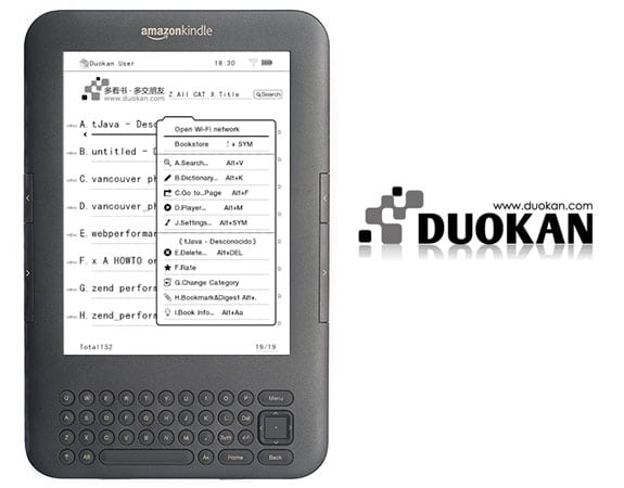 Duokan, sistema operativo alternativo para los lectores de PDF de Amazon, Kindle.