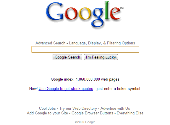 La evolución de Google: Google 2000