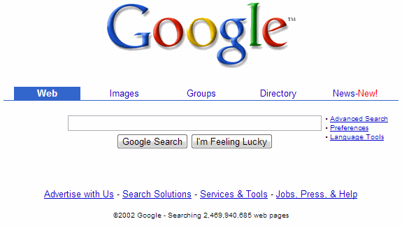 La evolución de Google: Google 2002