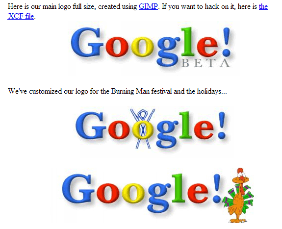 La evolución de Google: Google stickers 1999