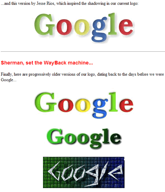 La evolución de Google: Google stickers 1999 2