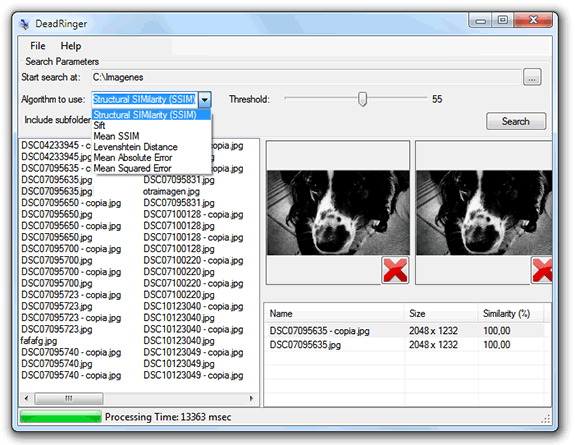 Eliminar ficheros o archivos duplicados: DeadRinger (Duplicate images finder fork)