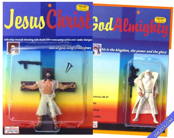 Figuras de acción: Jesucristo y Dios todopoderoso con AK-47