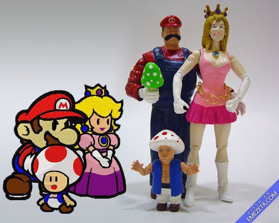 Figuras de acción: Super Mario, Peach y Toad