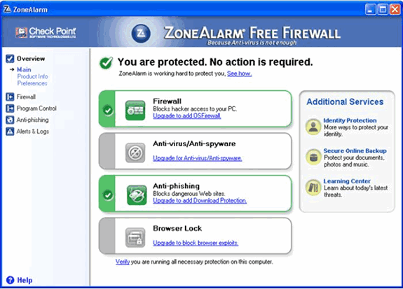 Firewalls o cortafuegos gratuitos: ZoneAlarm Free
