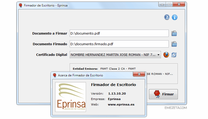 Programas gratis para firmar PDF: Firmador de escritorio de Eprinsa