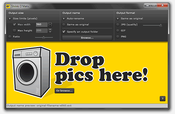 Shrink-o-matic: Aplicación Adobe Air para reducir el tamaño de los ficheros PNG, GIF y JPEG.