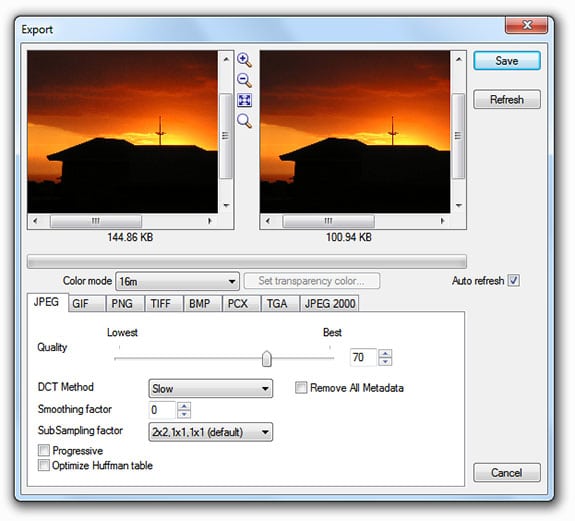 Optimizar imágenes: XnView (Export).
