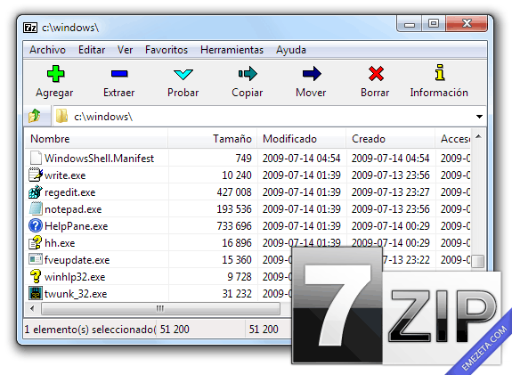 7zip, compresor de código abierto que permite comprimir en formato 7z entre otros