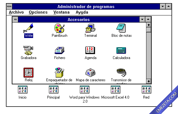 Formatos antiguos: Grupos de programa en Windows 3.11