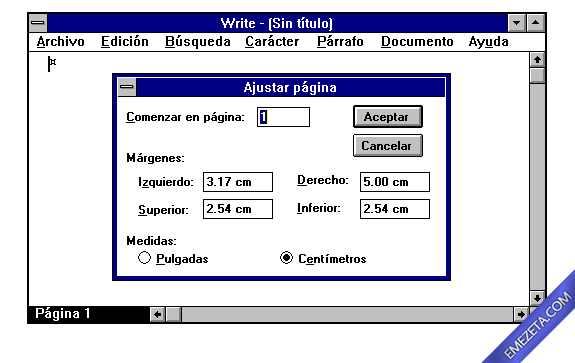 Formatos antiguos: Write windows 3.11