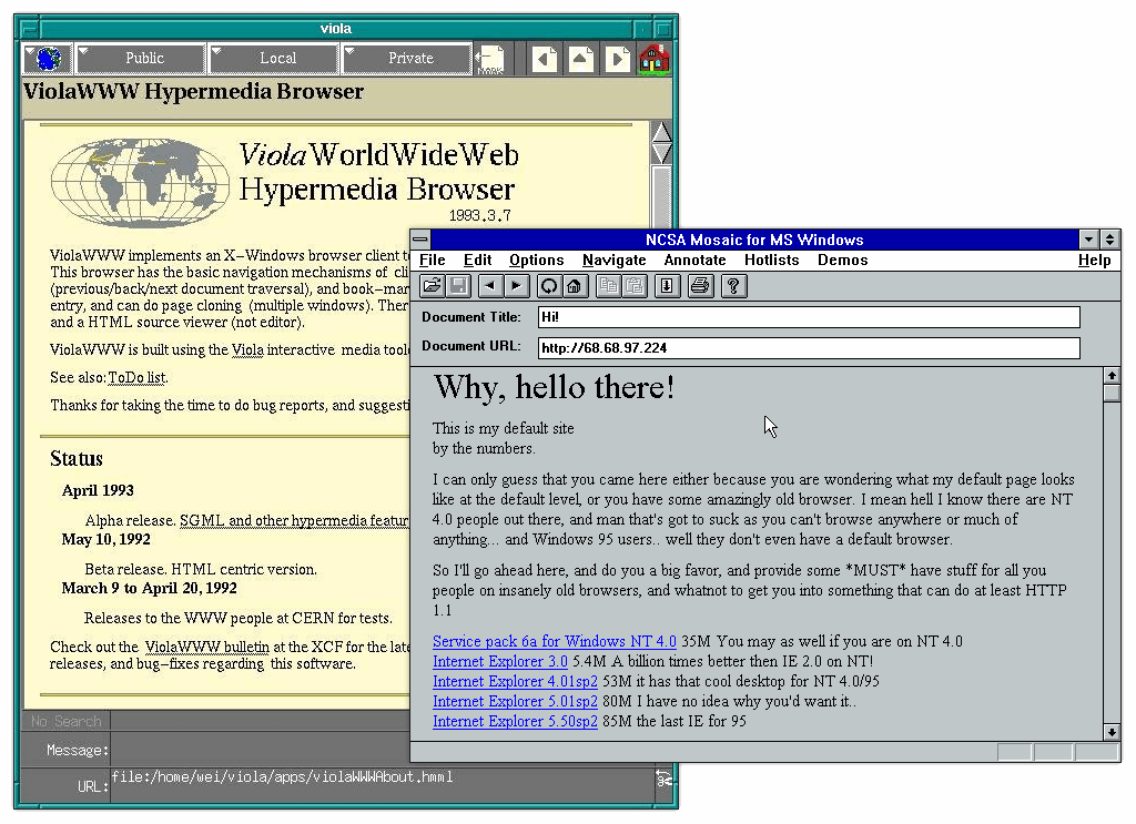 ViolaWWW y Mosaic, los primeros navegadores web