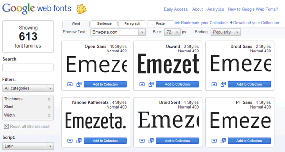 Google web fonts: Tipografías preparadas para usar en nuestro sitio web