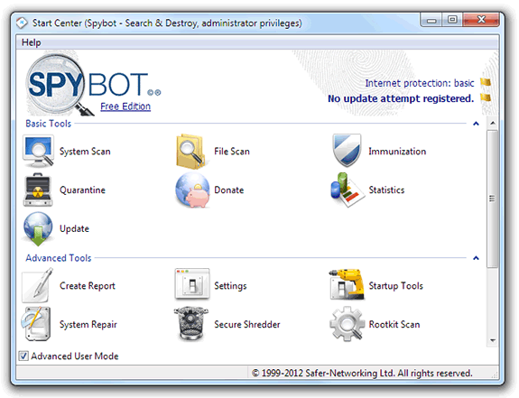 Spybot 2 Free Edition: Eliminar spyware y malware de nuestro equipo