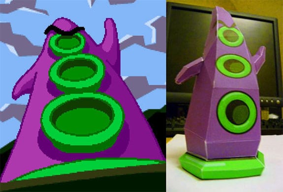 maniac mansion papercraft recortable tentaculo purpura
