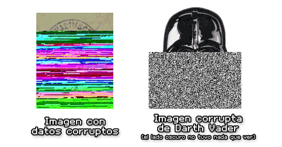 Representación gráfica de dos imágenes con los datos corruptos