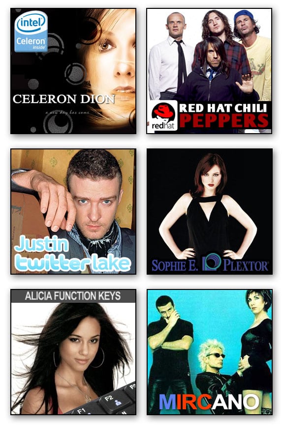 musicos PC informaticos celine dion red hot chili peppers justin timberlake sophie bextor alicia keys mecano