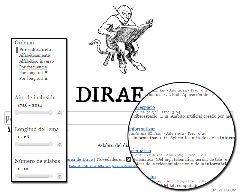 DIRAE: Diccionario inverso de la Real Academia Española