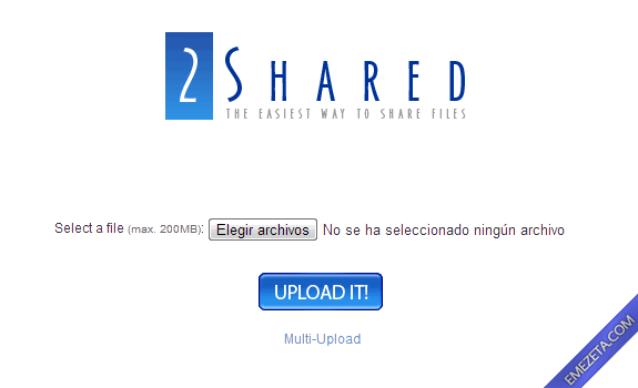 Páginas para subir o compartir archivos: 2shared