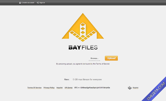 Páginas para subir o compartir archivos: Bayfiles